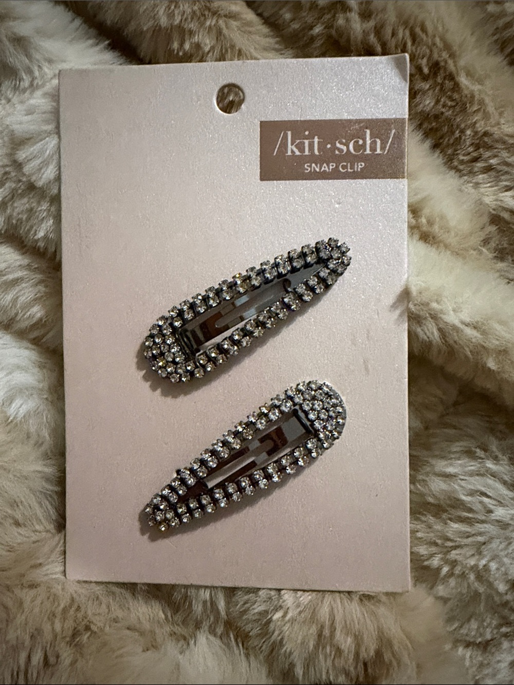 Kitsch Crystal-Embellished Snap Clips - Silver